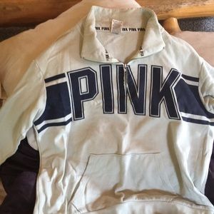 Light blue PINK sweatshirt zipper on top